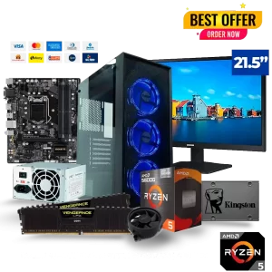 Computador Combo2 | AMD RYZEN 5. Board Gigabyte b550m ds3h⁣⁣ Procesador Ryzen 7 5700g⁣, Disco sólido 1TB m.2 p3 Crucial⁣, Memoria ddr4 8gb x 2 rgb blindada Semsatoi (16)⁣, Caja Couguar duoface v.t + 3 rgb⁣, Fuente aerocool 550w⁣, Monitor Samsung 21.5" ls22a336nhlxzl⁣