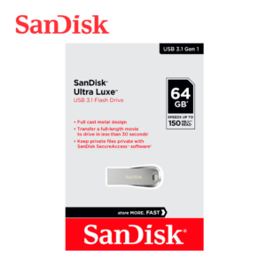 SanDisk Ultra Luxe 64GB USB3.1 Carcasa de metal USB Flash Drive de hasta 150 MB / s SDCZ74