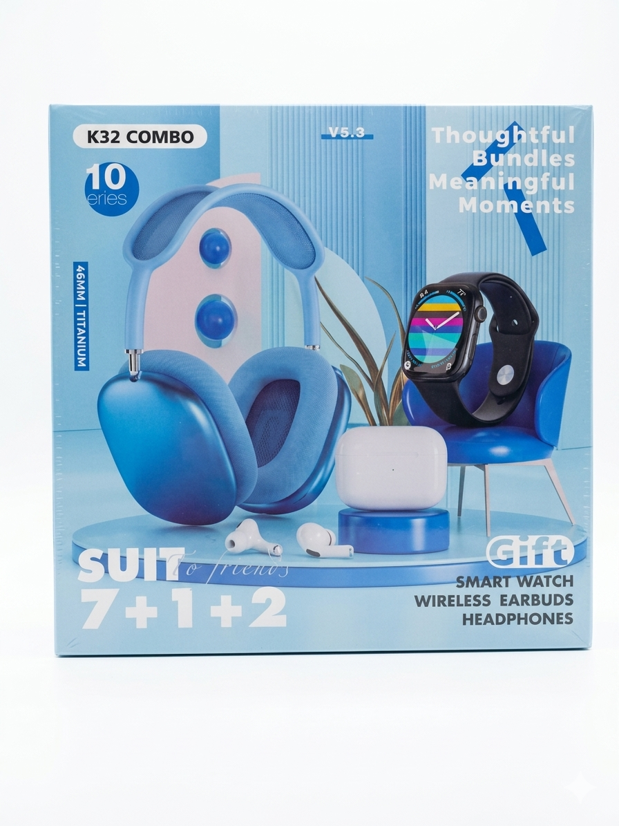 COMBO DIADEMAS INALÁMBRICAS + RELOJ INTELIGEENTE + AUDIFONOS INALÁMBRICOS